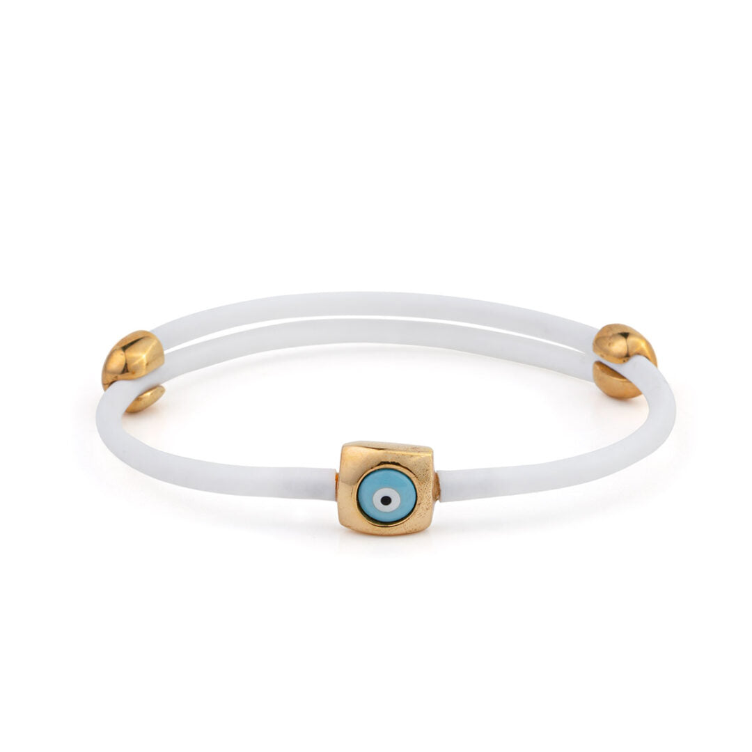 Square Eye White Caoutchouc Bracelet