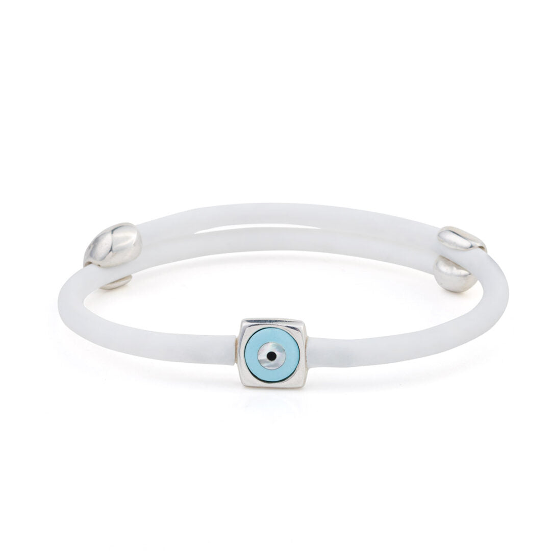 Square Eye White Caoutchouc Bracelet
