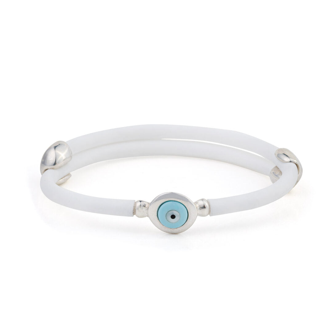 Round Eye White Caoutchouc Bracelet