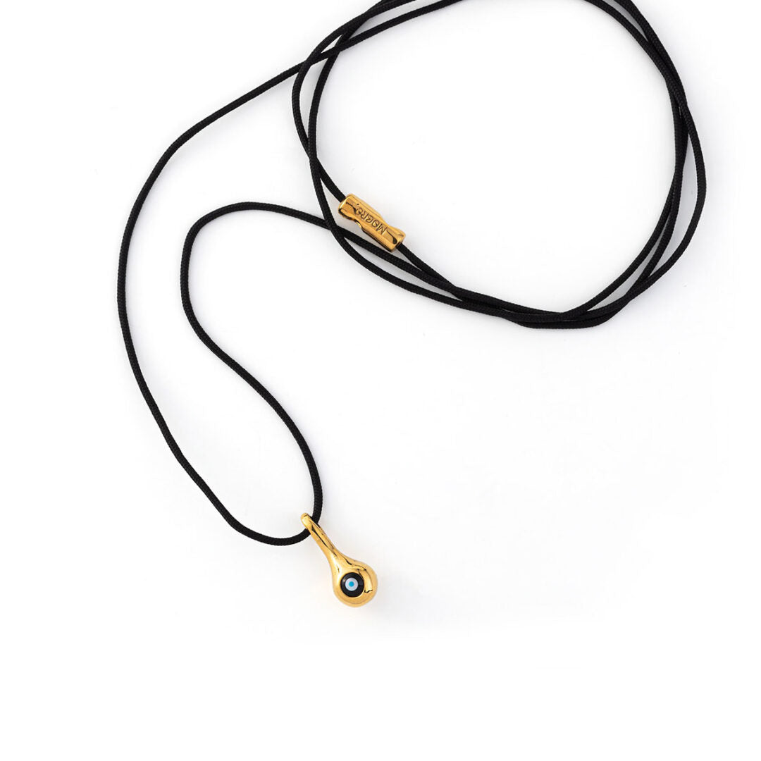 Evil Eye Cord Necklace – 925 Sterling Silver Gold Plated