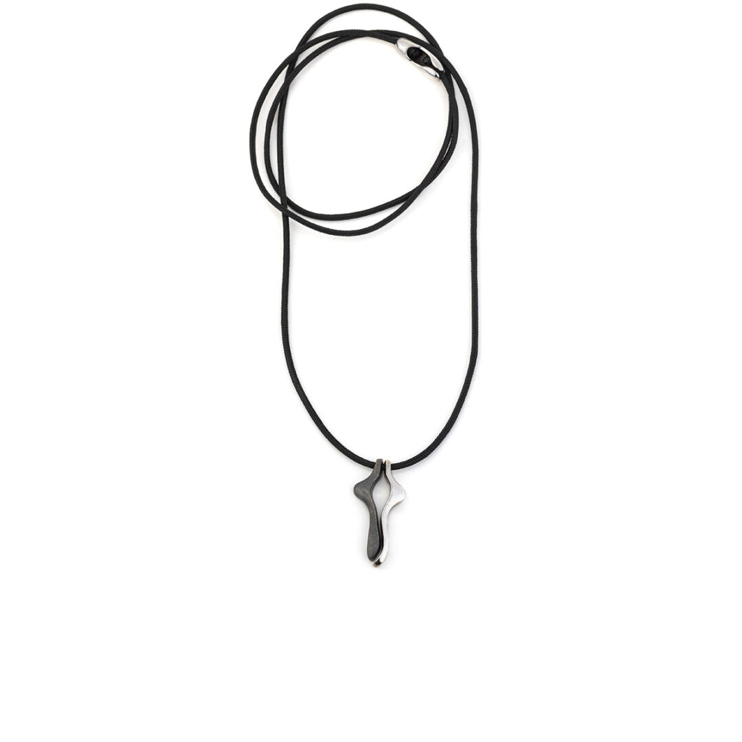 Black Cord Double Cross Necklace