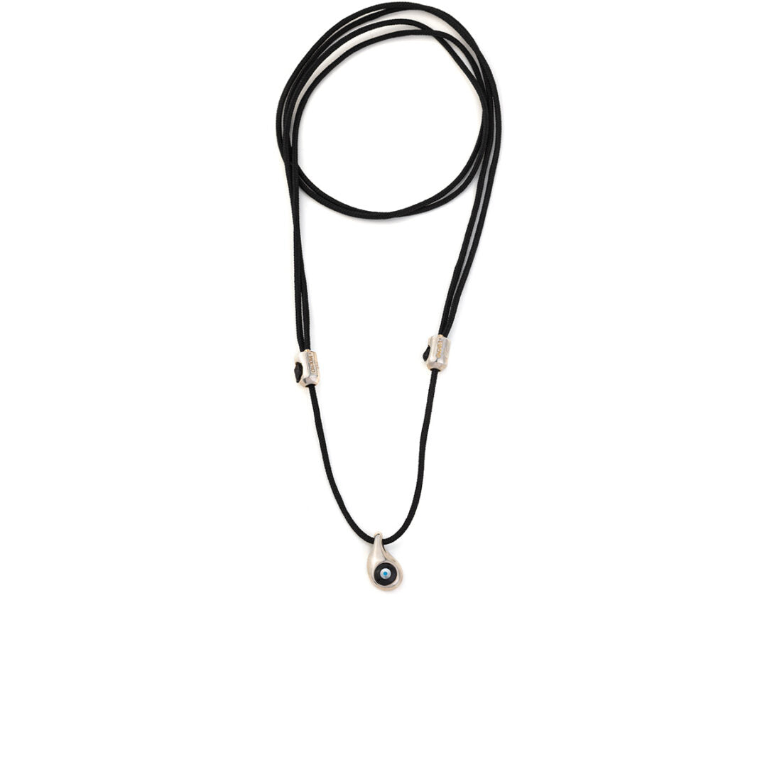Black Cord Mati Necklace – Sterling Silver