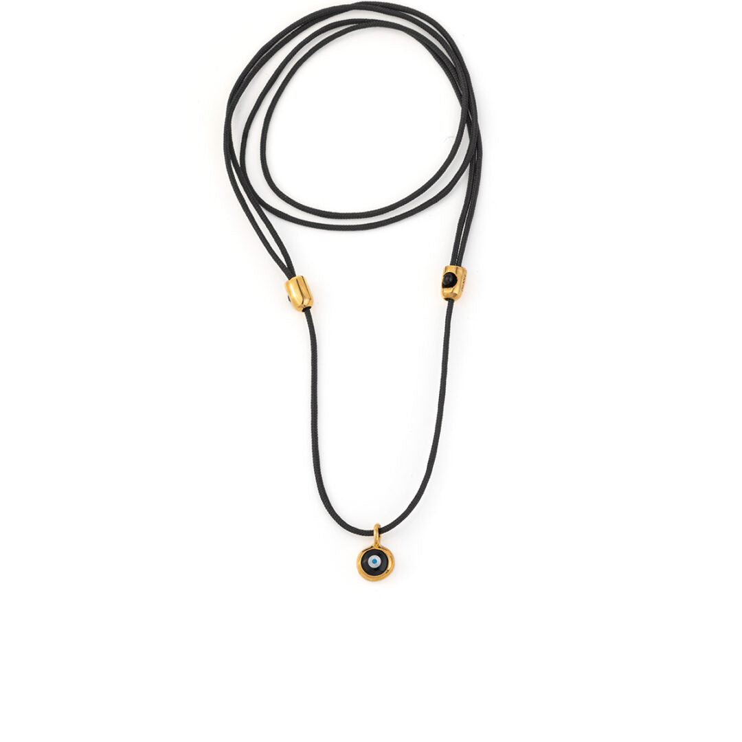 Black Cord Mataki Necklace – Sterling Silver and Gold plated