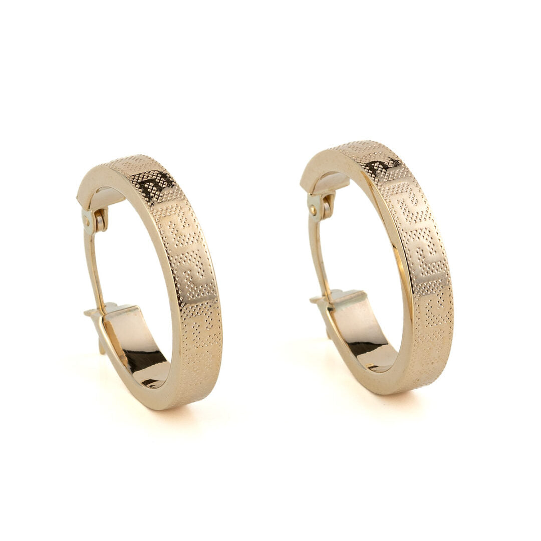 Greca Hoop Earrings - 14K Gold