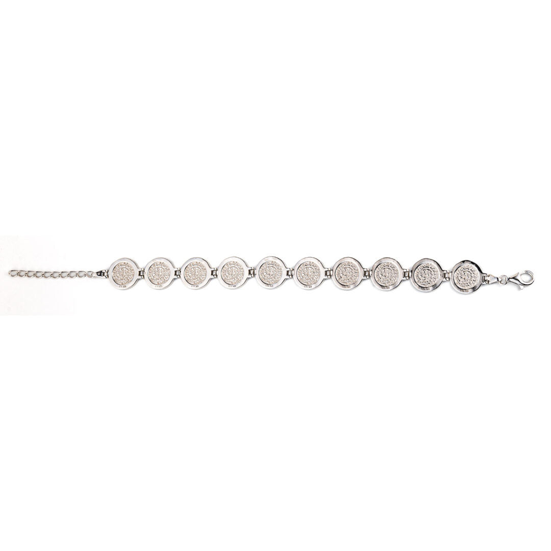 Phaistos Disc Link Bracelet - 925 Sterling Silver with Blue Opal