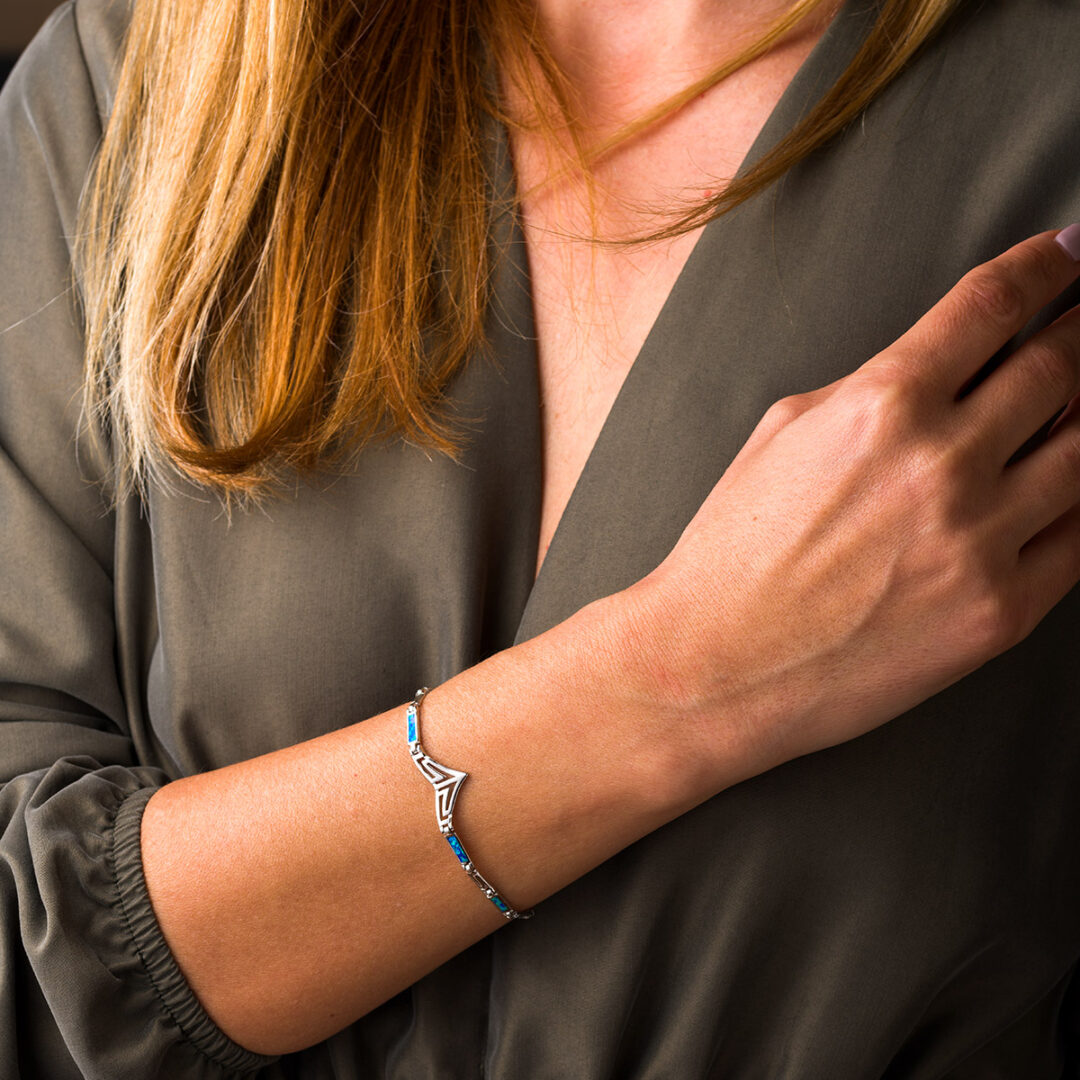 Meander Bracelet – 925 Sterling Silver with Opal