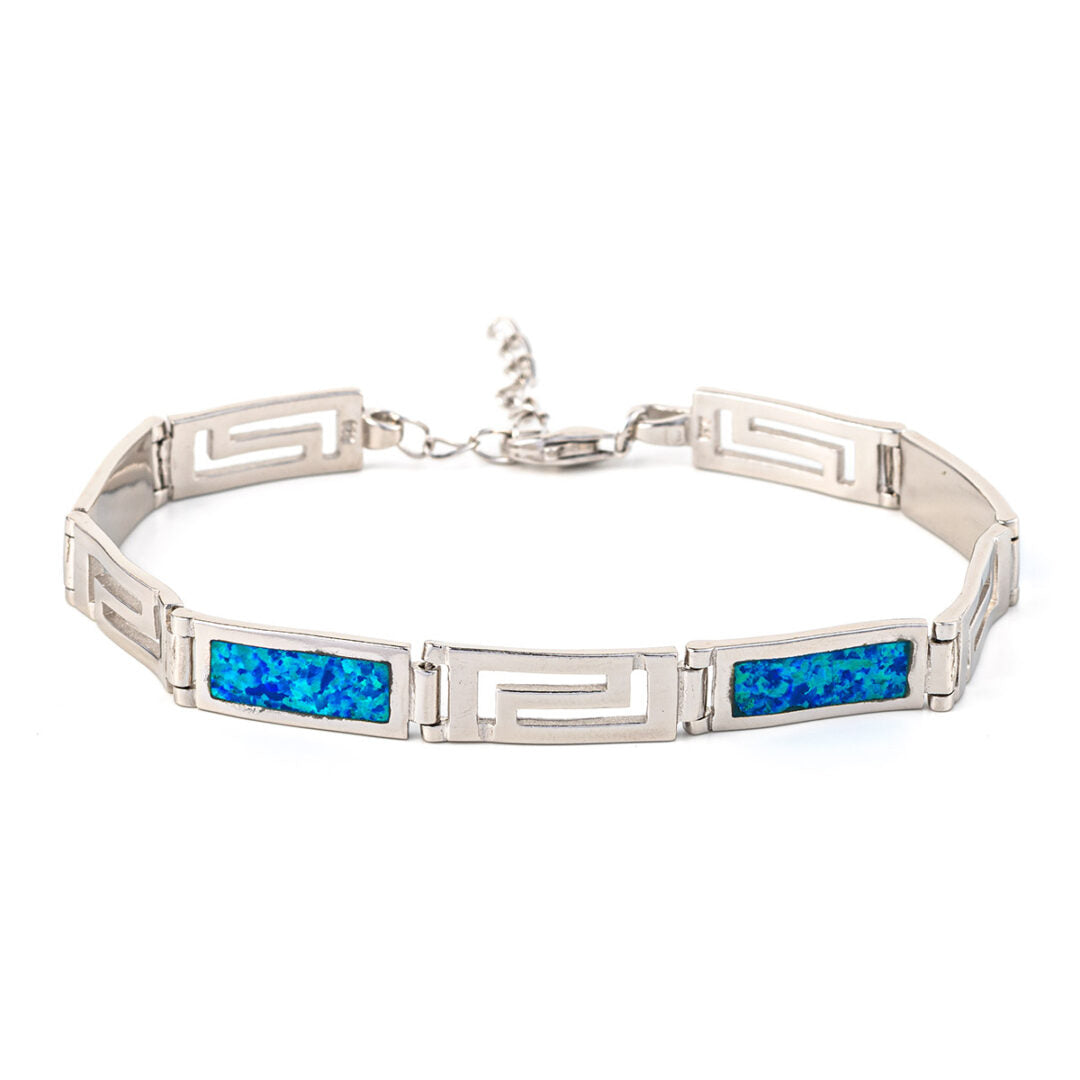 Meander Bracelet – 925 Sterling Silver with Opal