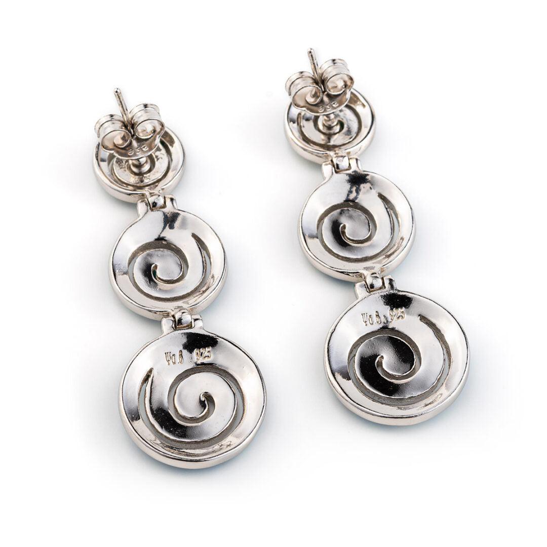 Opal spiral silver stud earrings