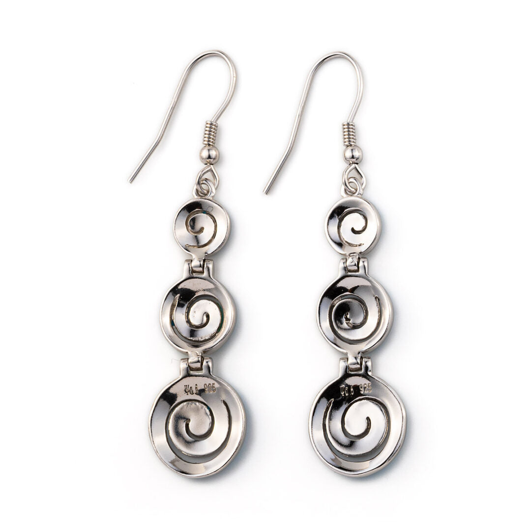 925 fine silver dangle earrings with spiral