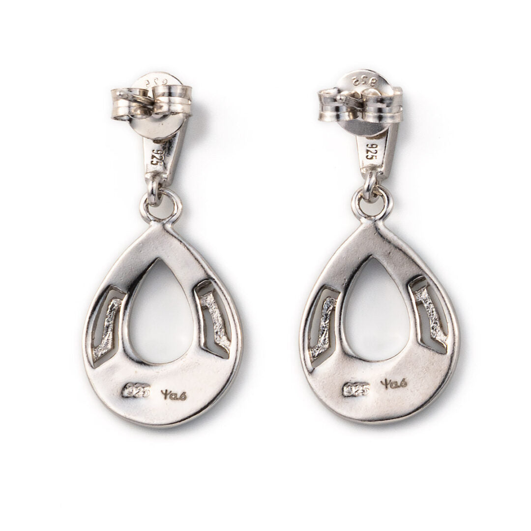 925 Sterling Silver Round Shaped Dangle Earrings with Greek Key