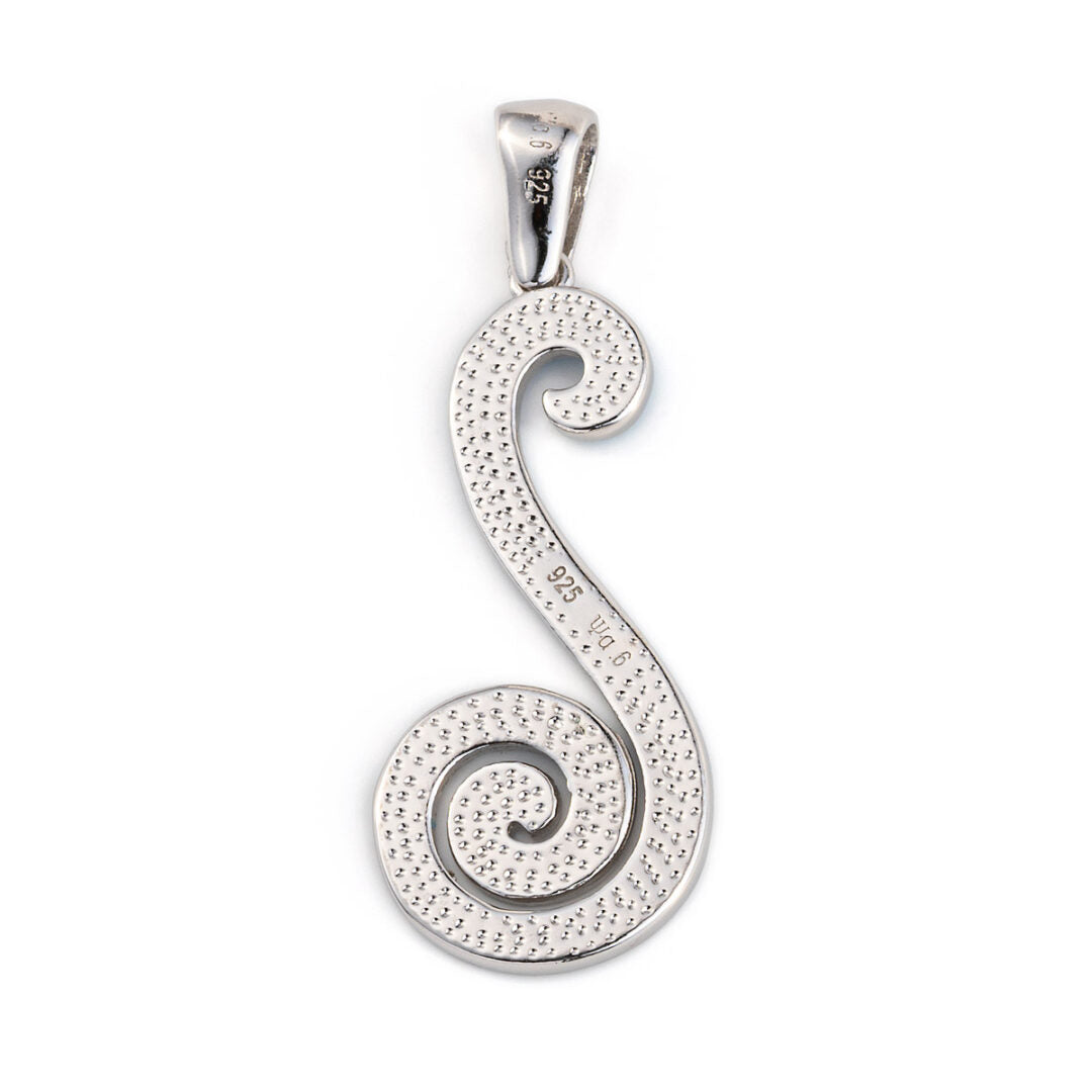 opal sterling silver spiral pendant