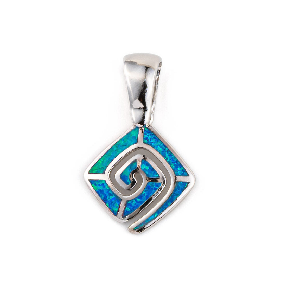 meander greek key pendant blue opal sterling silver