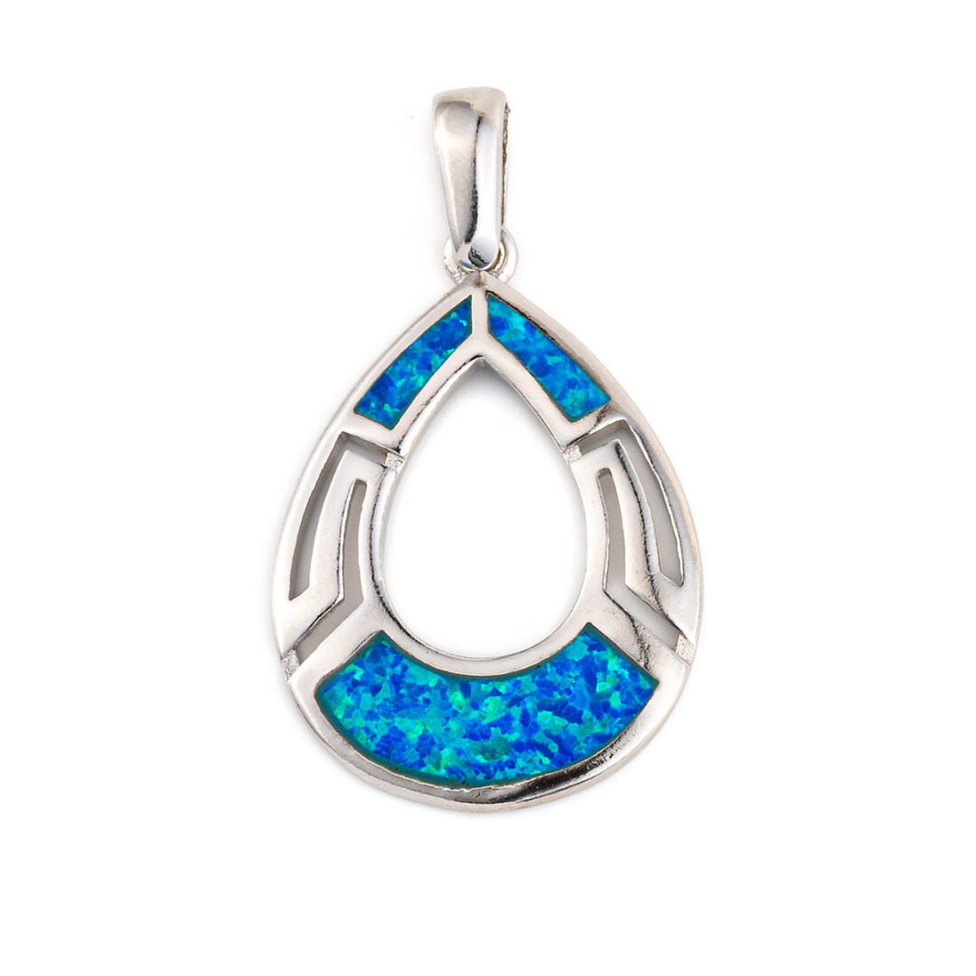 meander pendant - blue opal sterling silver