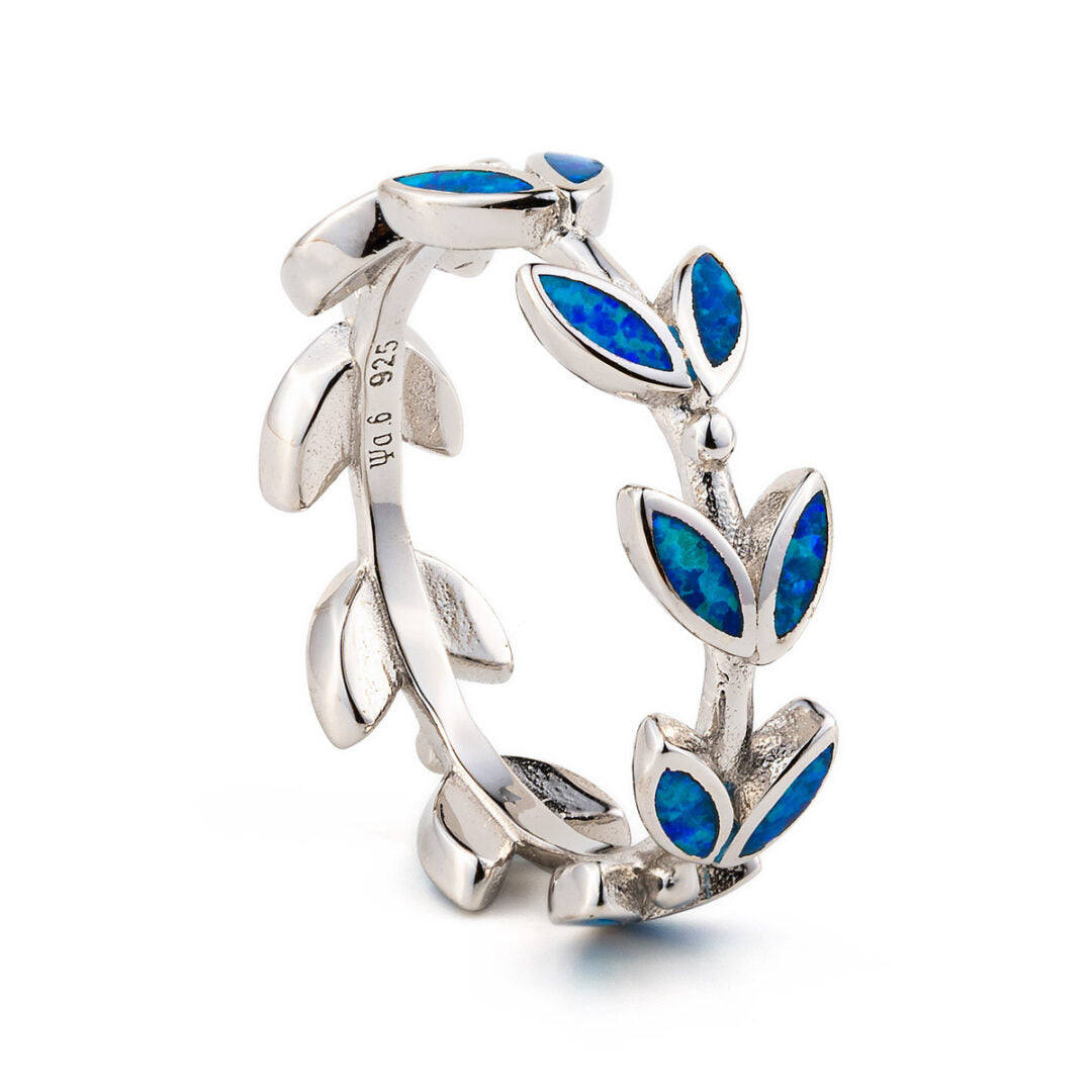 Opal Wreath Leaf Ring- 925 Sterling Silver