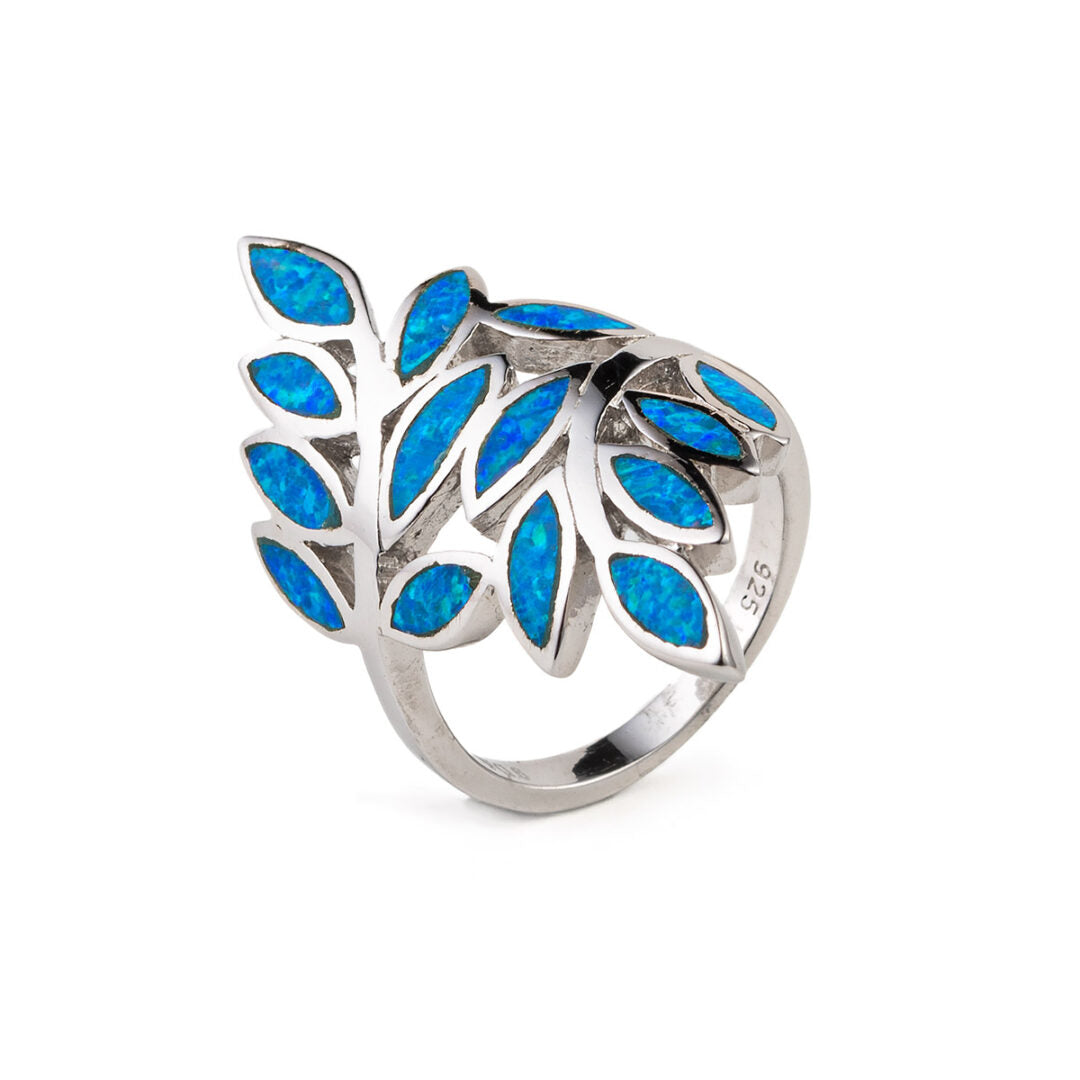 Olive Leaf Opal Ring- 925 Sterling Silver
