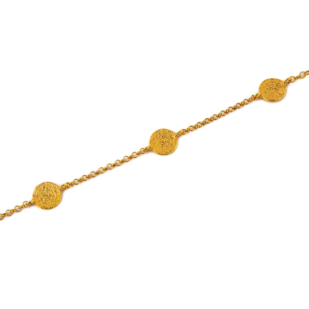 Phaistos Disc Chain Bracelet – 925 Sterling Silver and Gold Plated