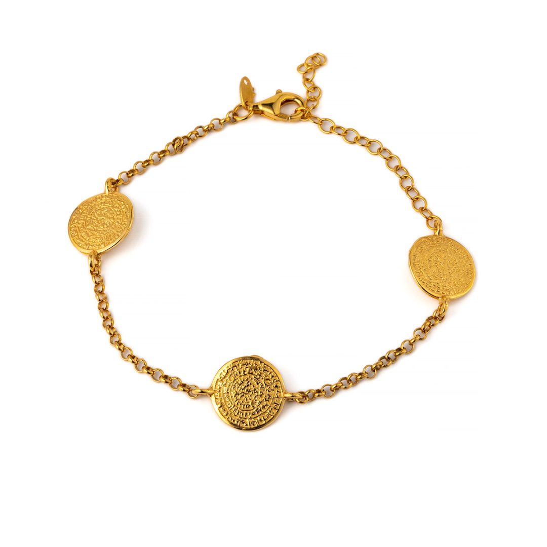 Phaistos Disc Chain Bracelet – 925 Sterling Silver and Gold Plated