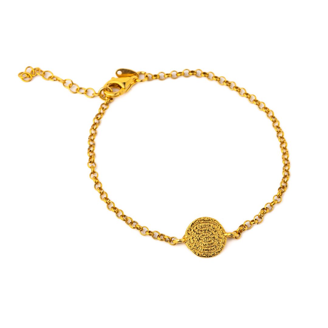 Phaistos Disc Chain Bracelet – Sterling Silver and Gold Plated