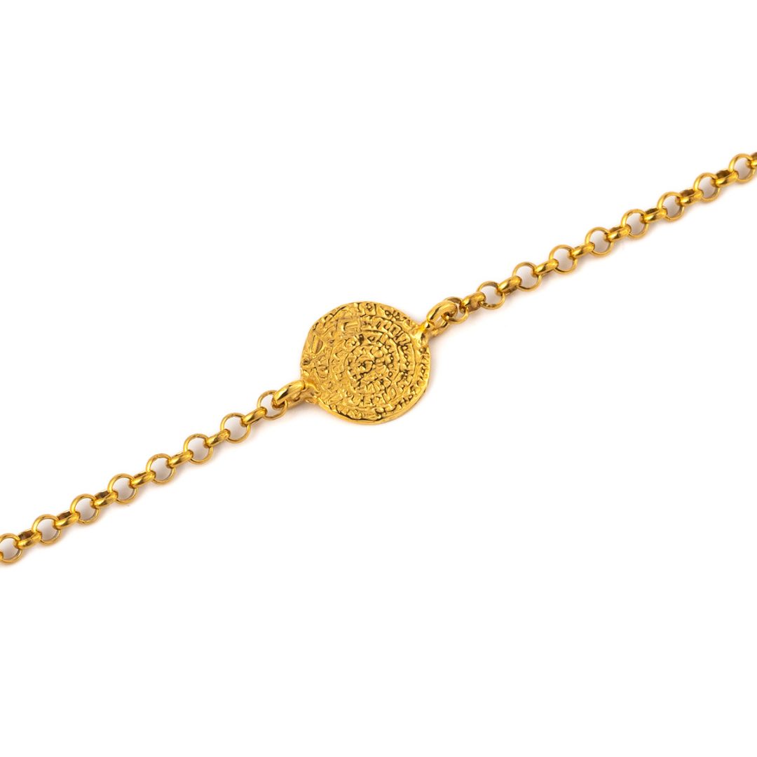 Phaistos Disc Chain Bracelet – Sterling Silver and Gold Plated