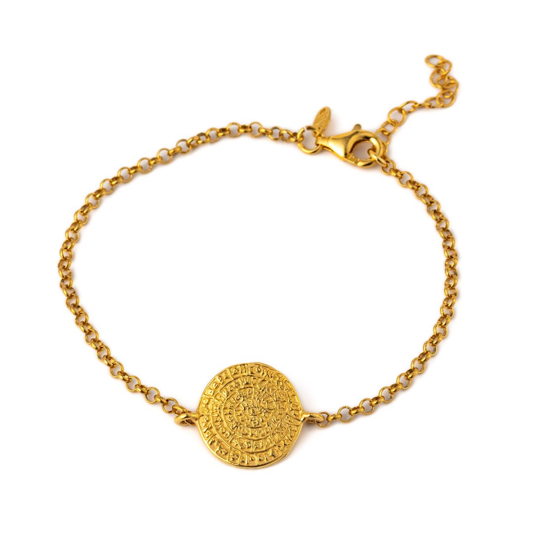 Phaistos Disc Chain Bracelet – Sterling Silver and Gold Plated