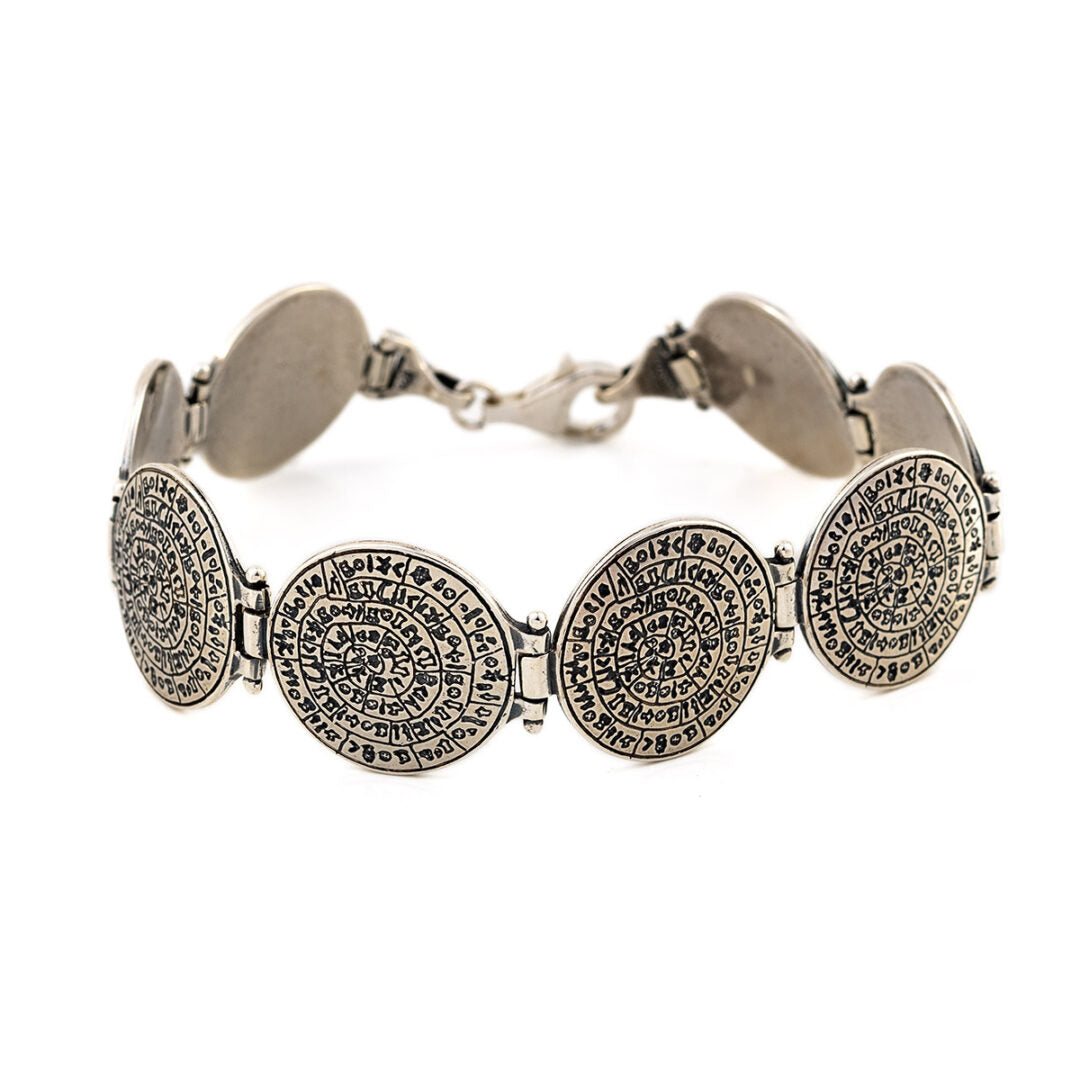 Phaistos Discs Link Bracelet - 925 Sterling Silver