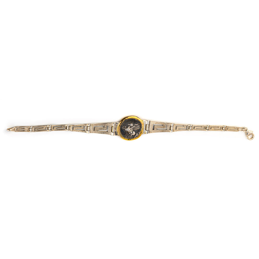 Athena Coin Link Bracelet – 14K Gold and 925 Sterling Silver