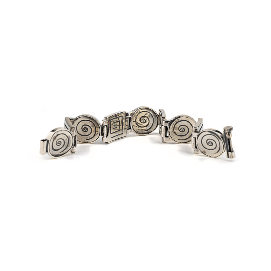 Greek Key Spiral Link Bracelet – 925 Sterling Silver