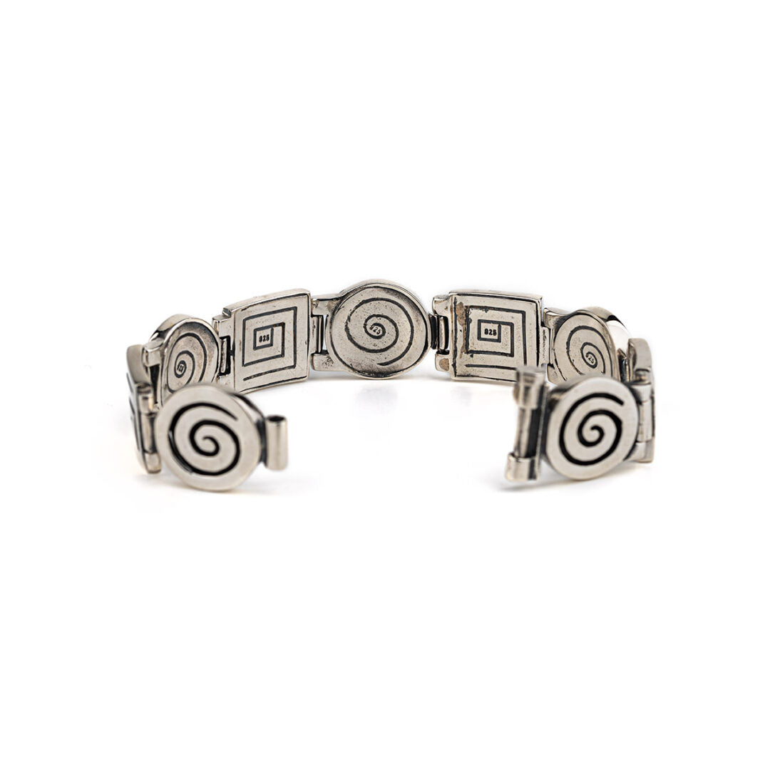 Greek Key Spiral Link Bracelet – 925 Sterling Silver