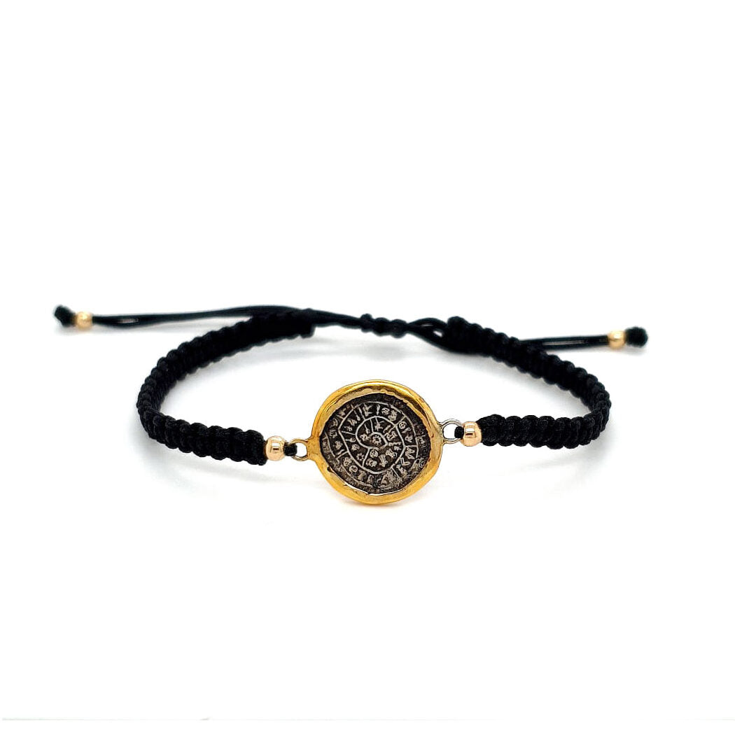 Phaistos Disc Macrame Bracelet - 14K Gold and 925 Sterling Silver