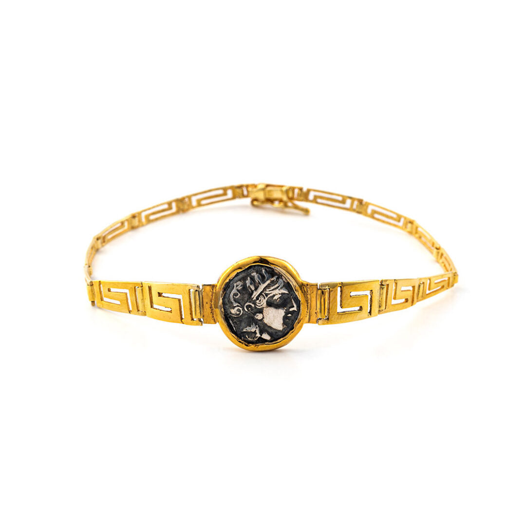Goddess Athena Coin Link Bracelet – 14K Gold