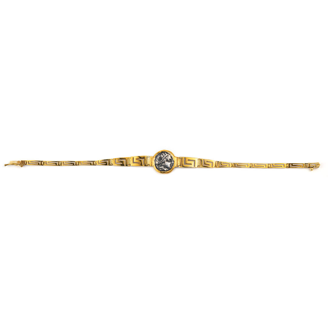 Goddess Athena Coin Link Bracelet – 14K Gold