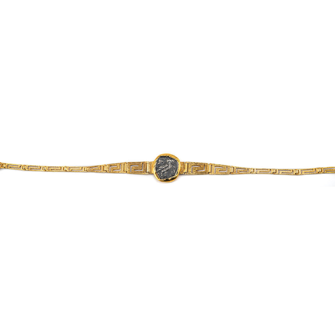 Goddess Athena Coin Link Bracelet – 14K Gold