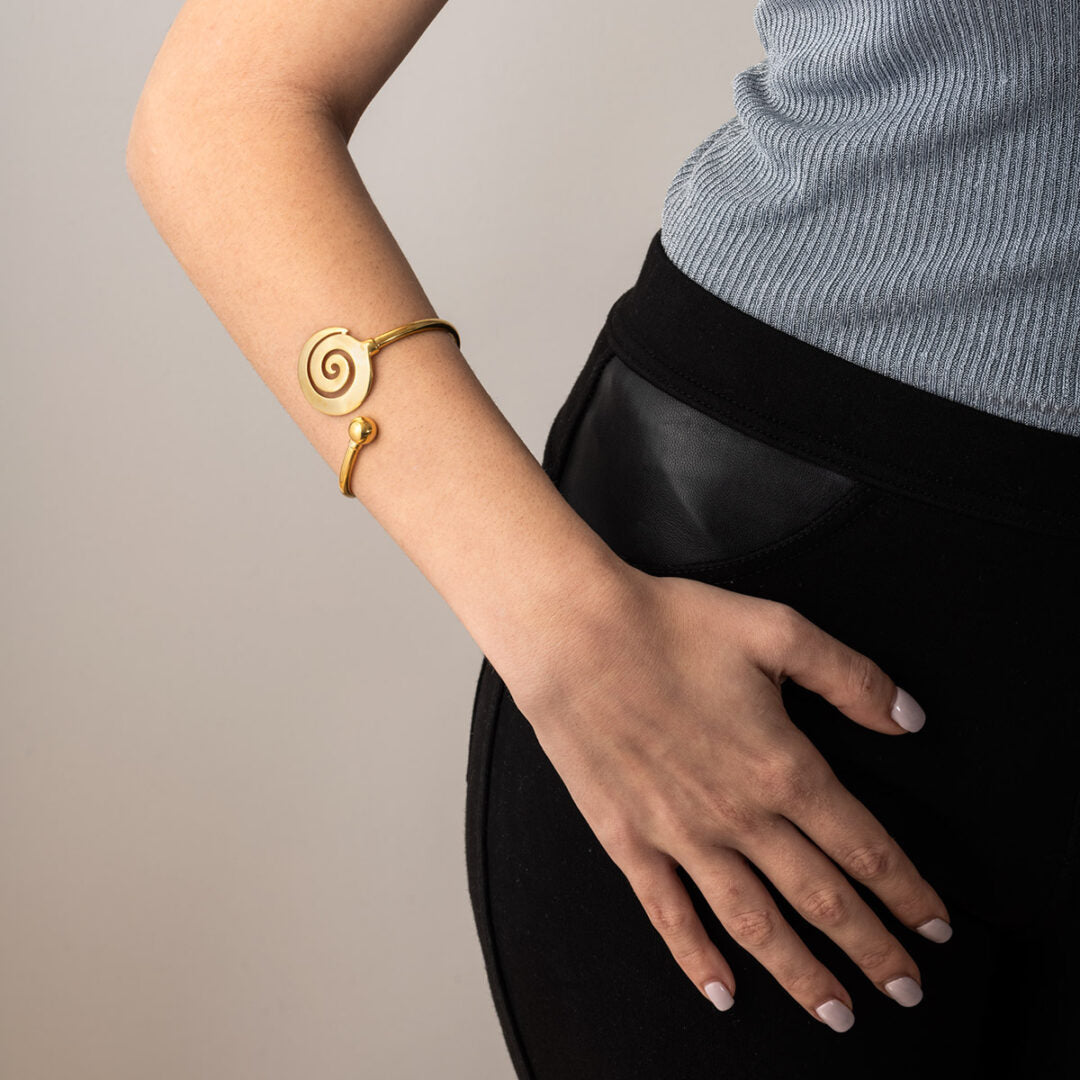 Spiral Hinge Bracelet - 925 Sterling Silver and Gold Plated