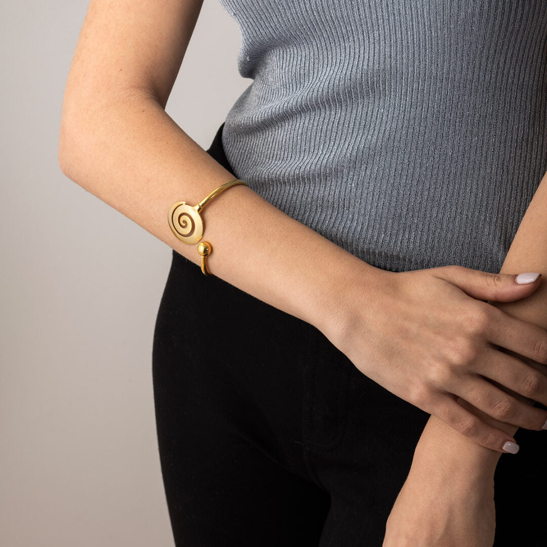 Spiral Hinge Bracelet - 925 Sterling Silver and Gold Plated