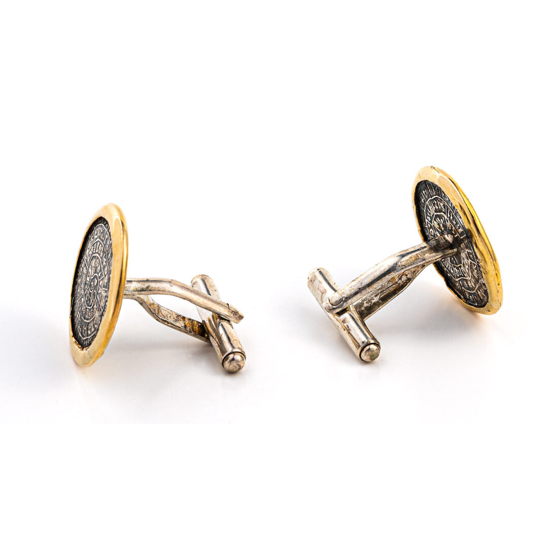 Phaistos Disc Cufflinks - 14K Gold and 925 Sterling Silver