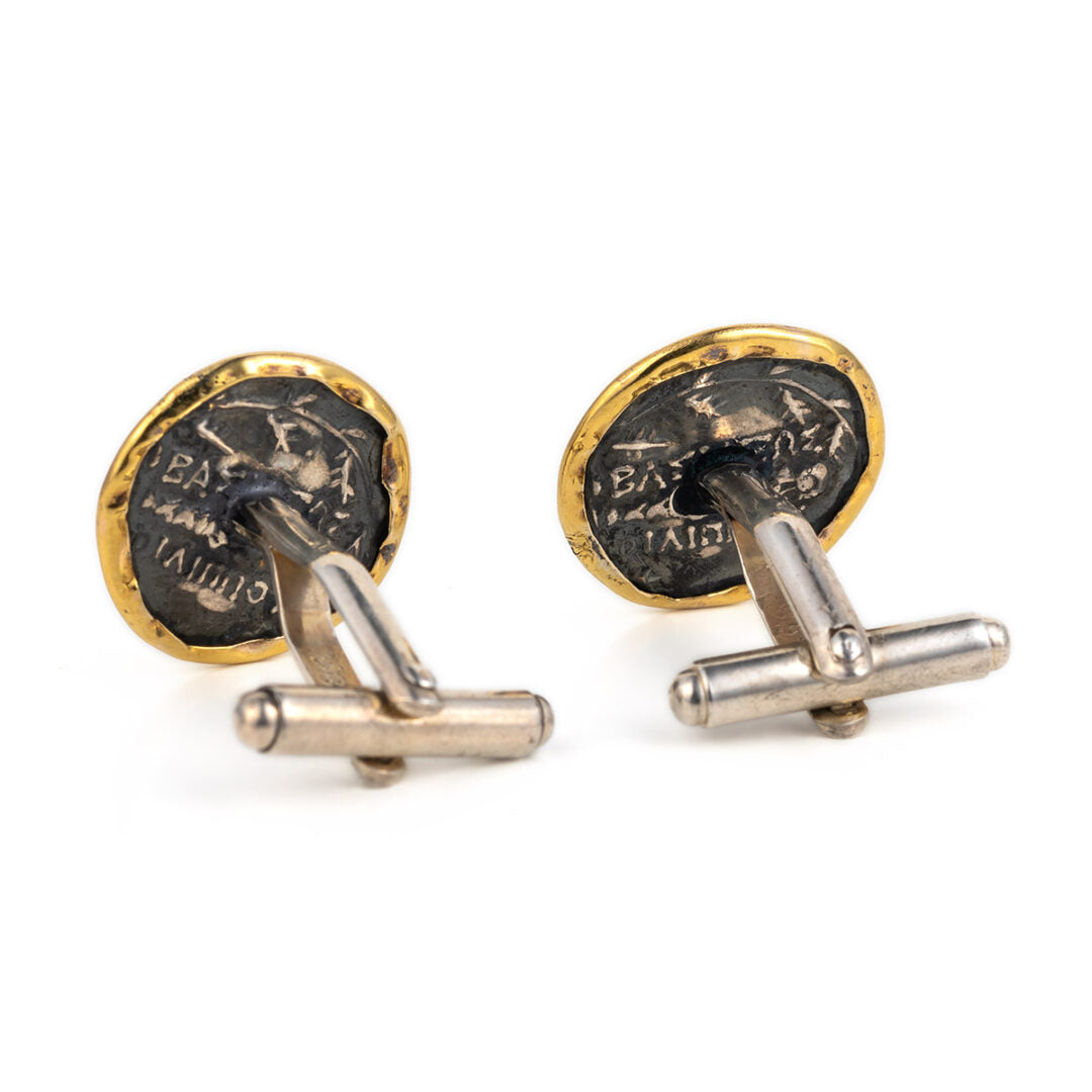 Vergina Star Cufflinks - 14K Gold and Sterling Silver