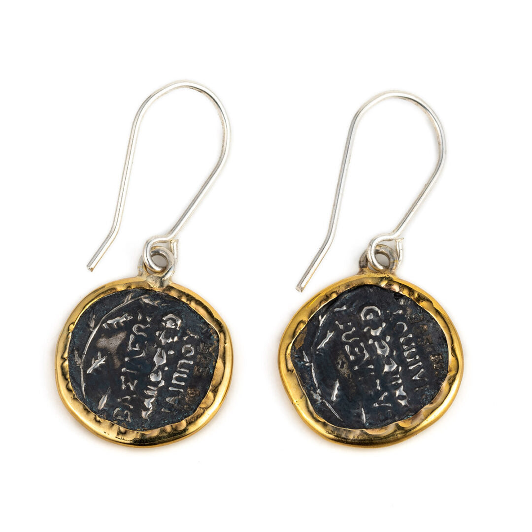 14K Gold Sterling silver Vergina Sun Earrings