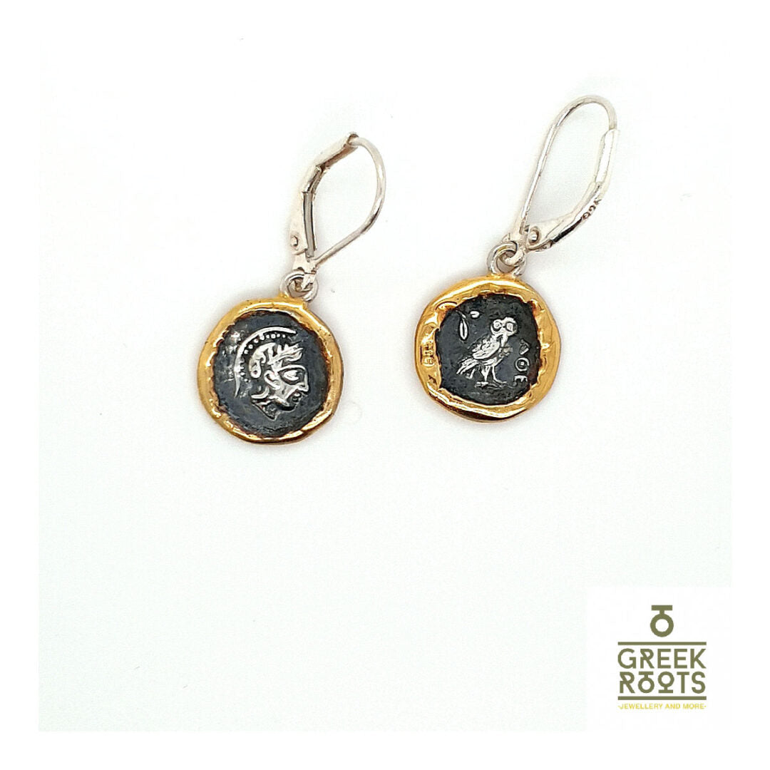 Goddess Athena Earrings - 14K Gold and Sterling Silver