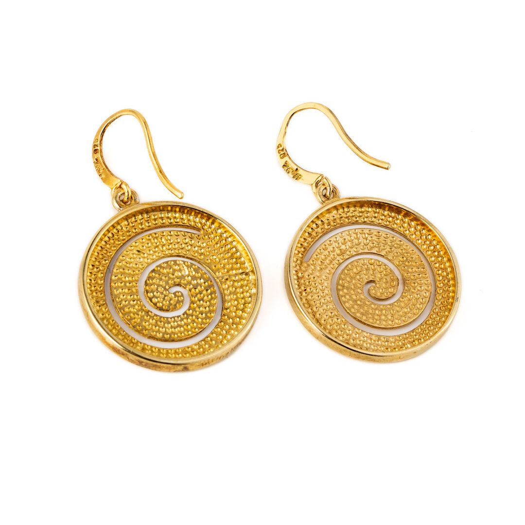 Sterling Silver Gold Plated Spiral Earrings