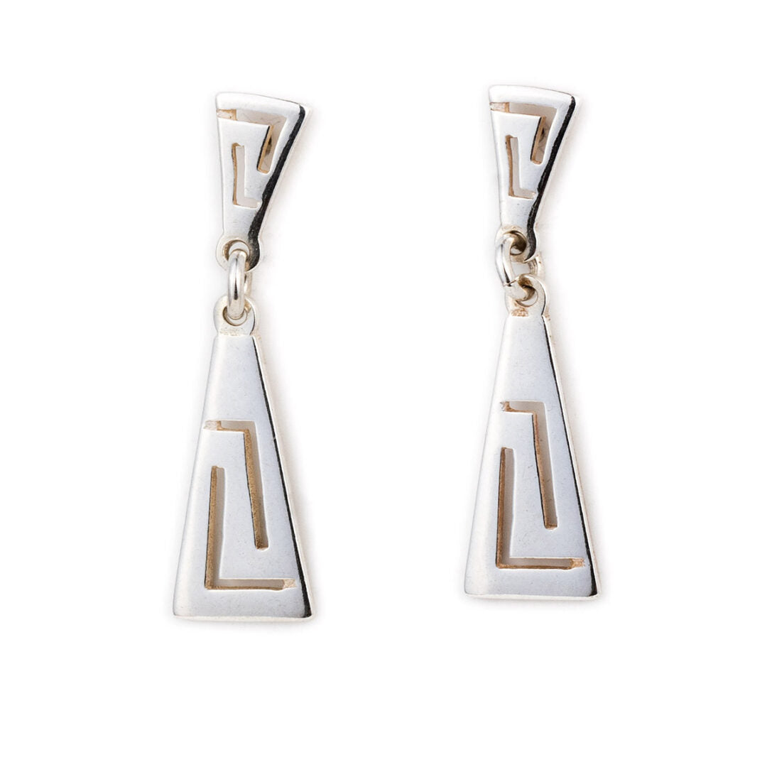 Sterling Silver Dangle Meander Earrings