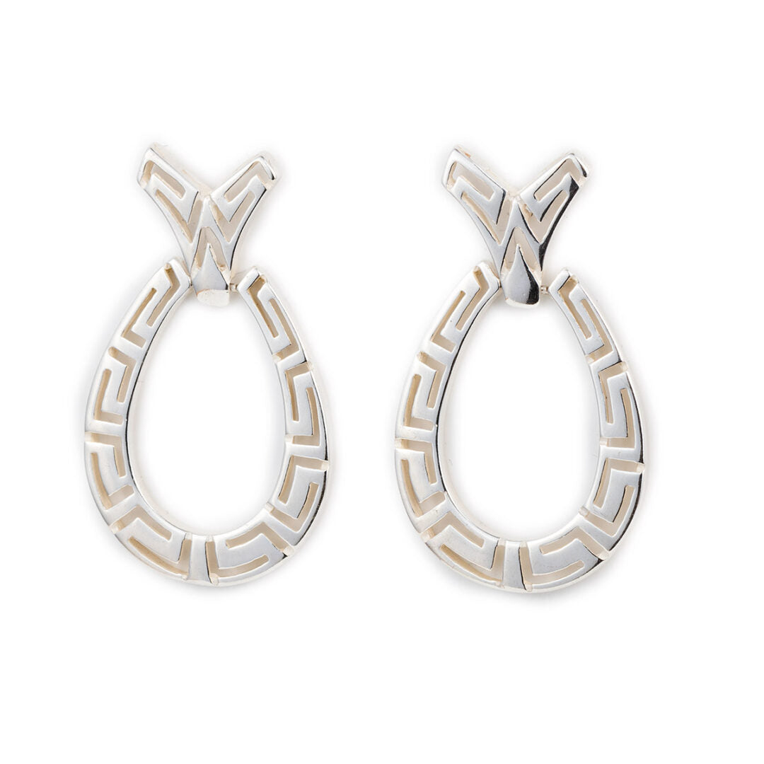 Sterling Silver Meander Greek Key Earrings