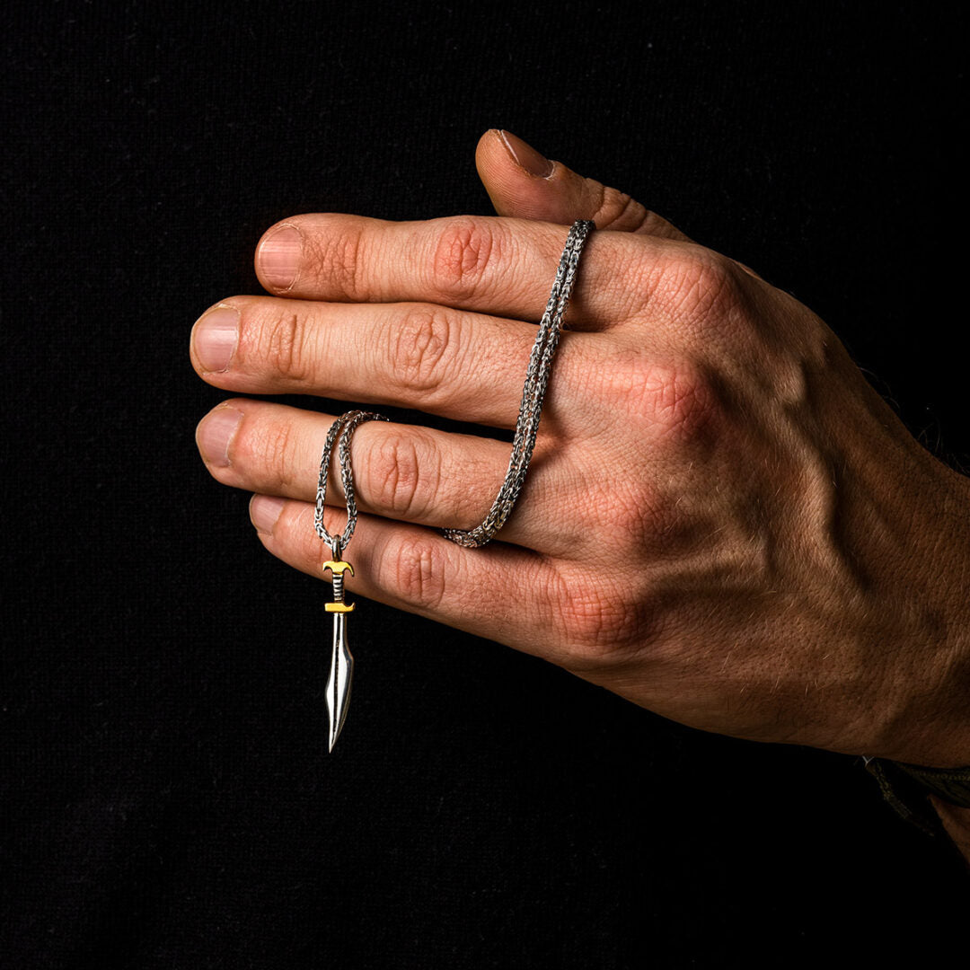 Spartan Sword Pendant - 14K Gold and Sterling Silver