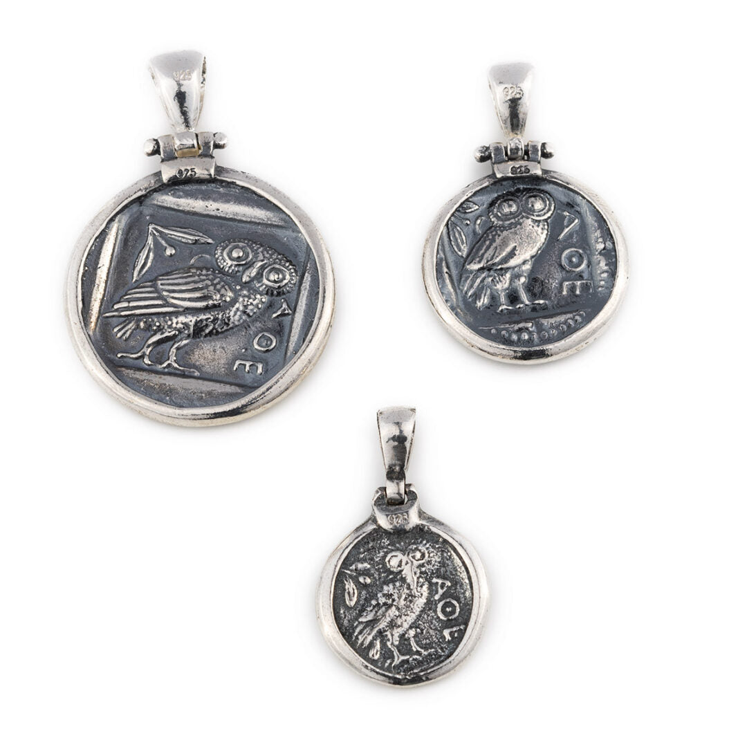 Ancient Greek Coin Athena Owl Tetradrachm - 925 Sterling Silver