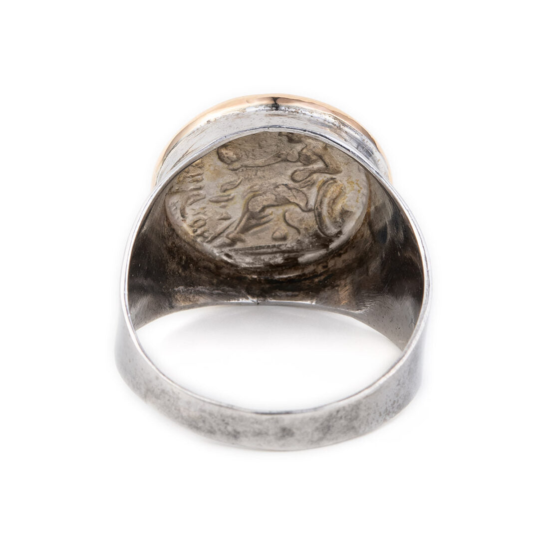 Alexander The Great Coin Ring - 14K Gold and Sterling Silver
