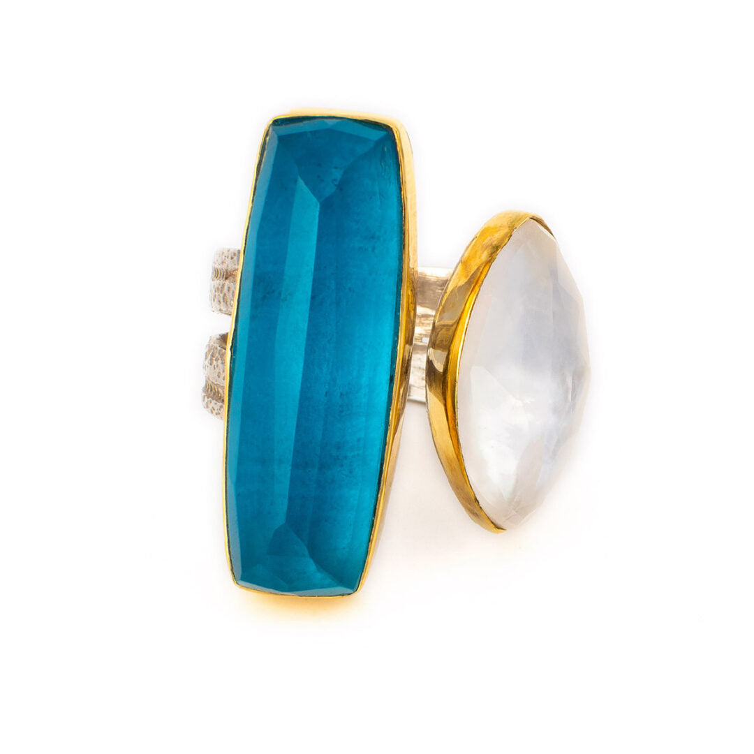 Pariba Doublet Ring with pearl - 18K Gold and Sterling Silver