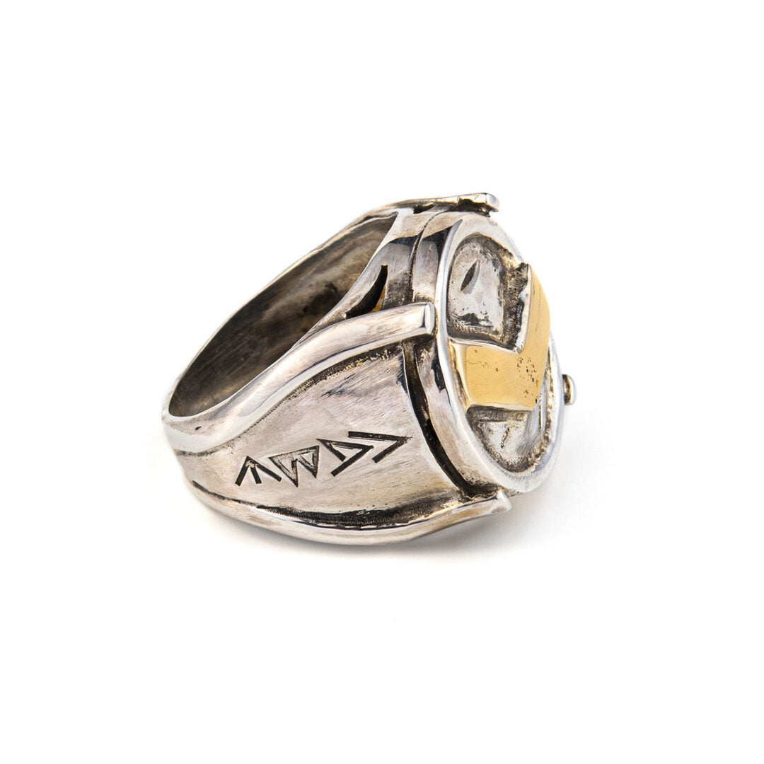 Spartan Shield Ring - 14K Gold and Sterling Silver
