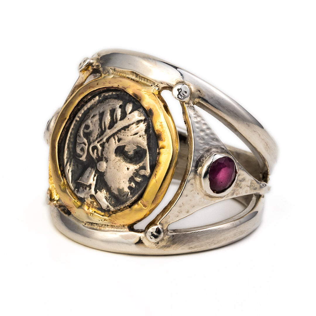 Goddess Athena Ring - 14K Gold and 925 Sterling Silver