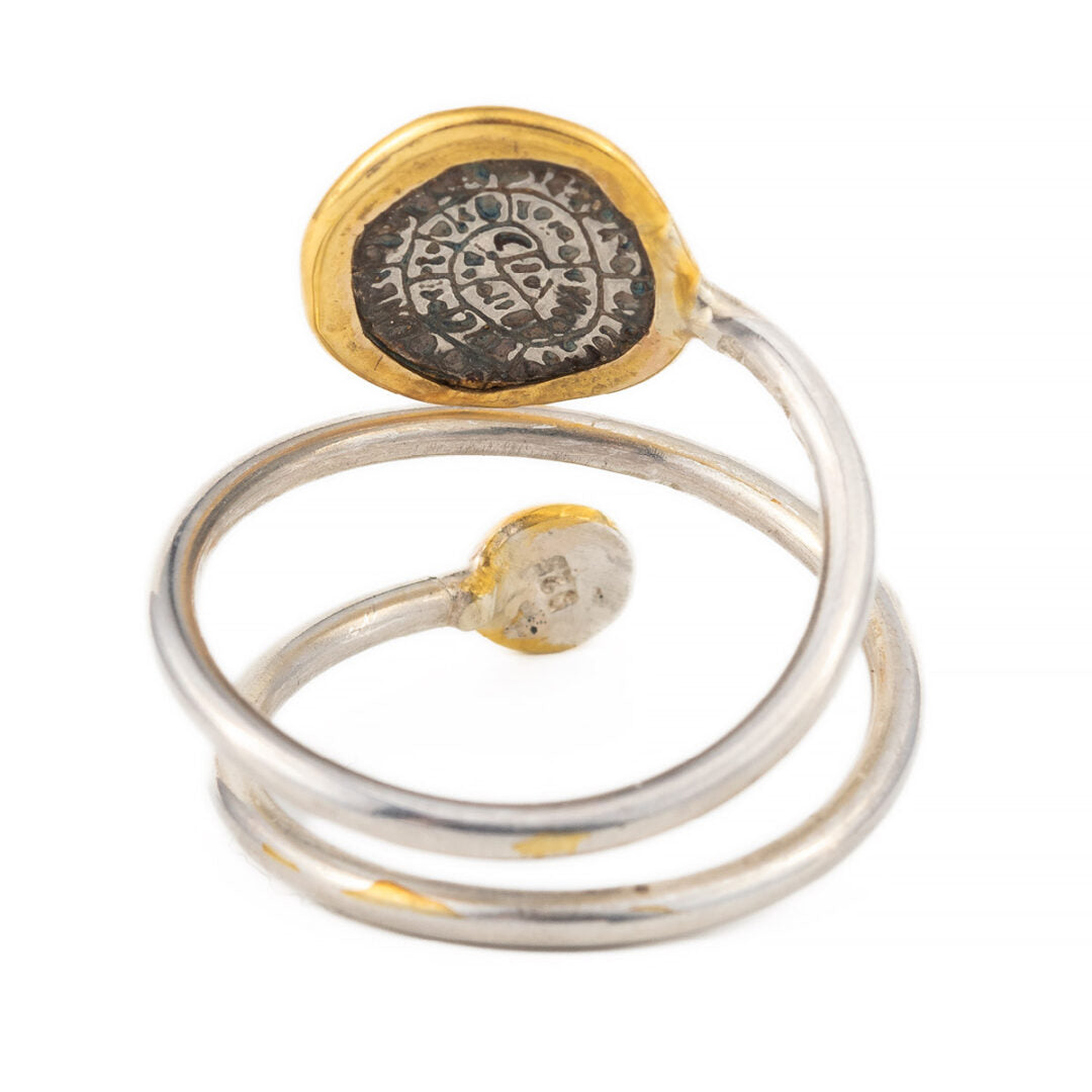 Phaistos Disc Ring - 14k Gold and Sterling Silver