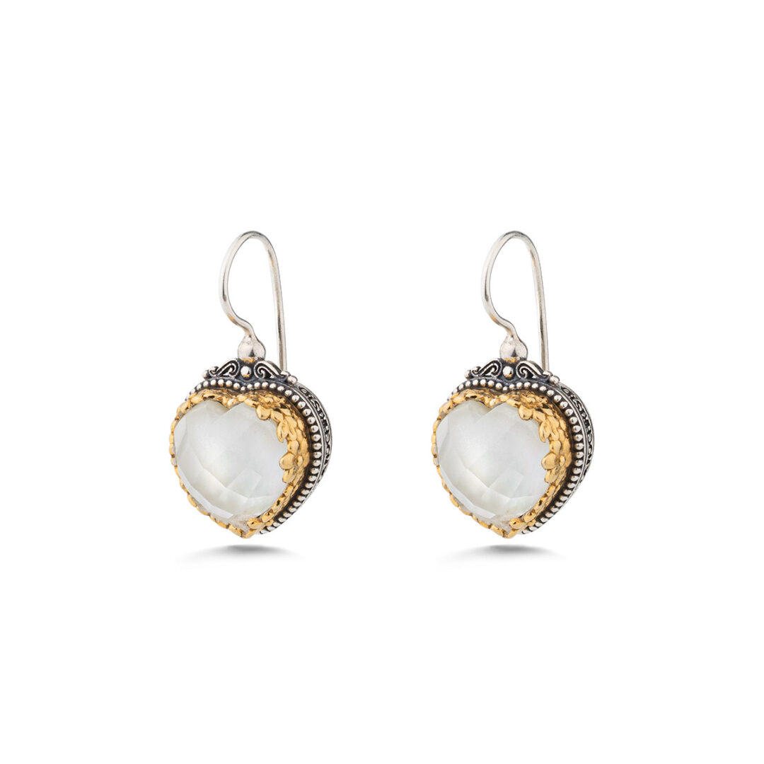 Gerochristo - Heart Earrings in Sterling Silver with Doublet Gemstones