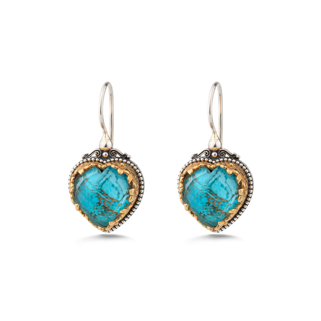 Gerochristo - Heart Earrings in Sterling Silver with Doublet Gemstones